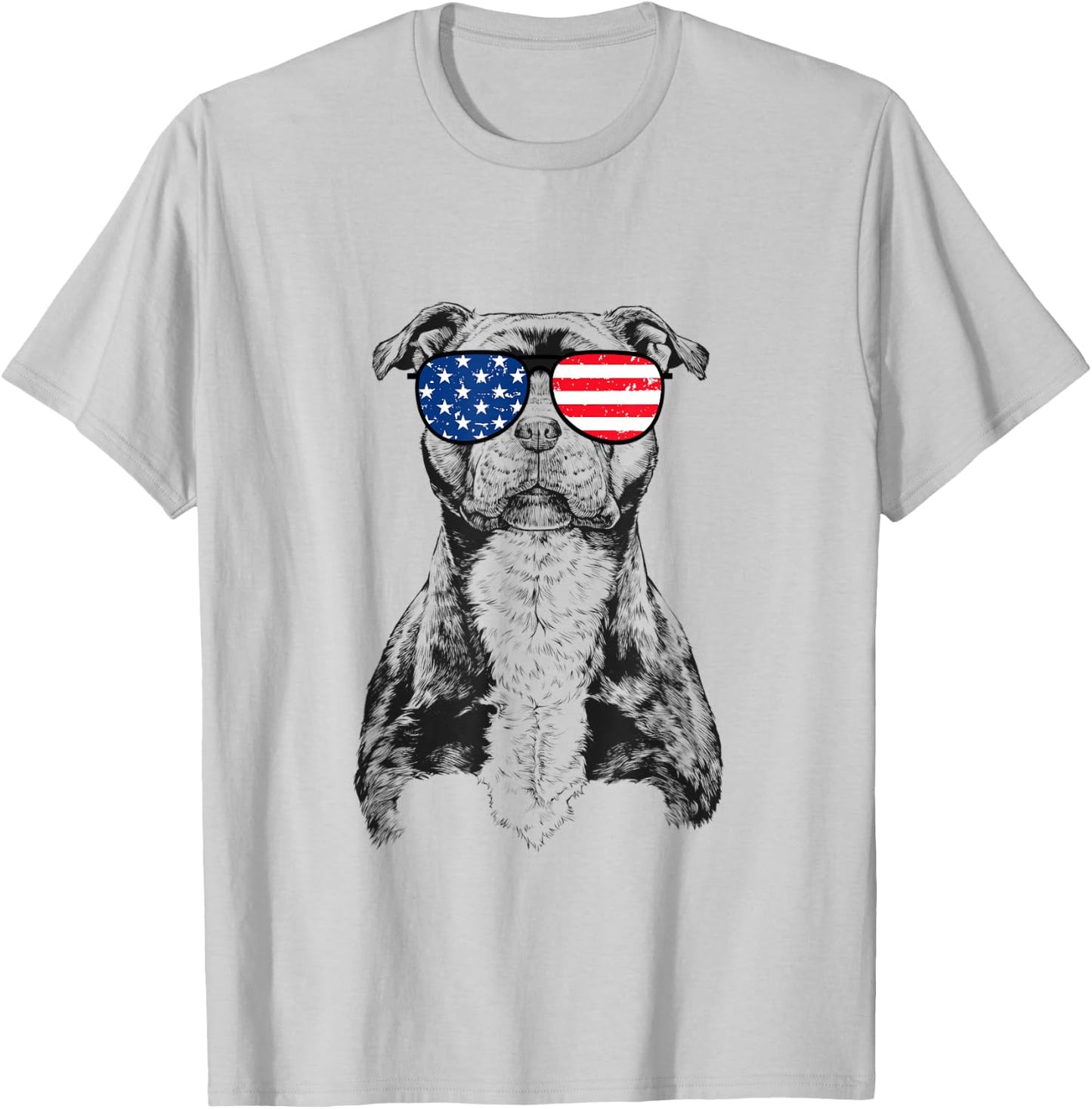 4th of July Stafford Staffy Dog Patriotic USA Sunglasses Kids Men T-Shirt - T-Shirt | Ash