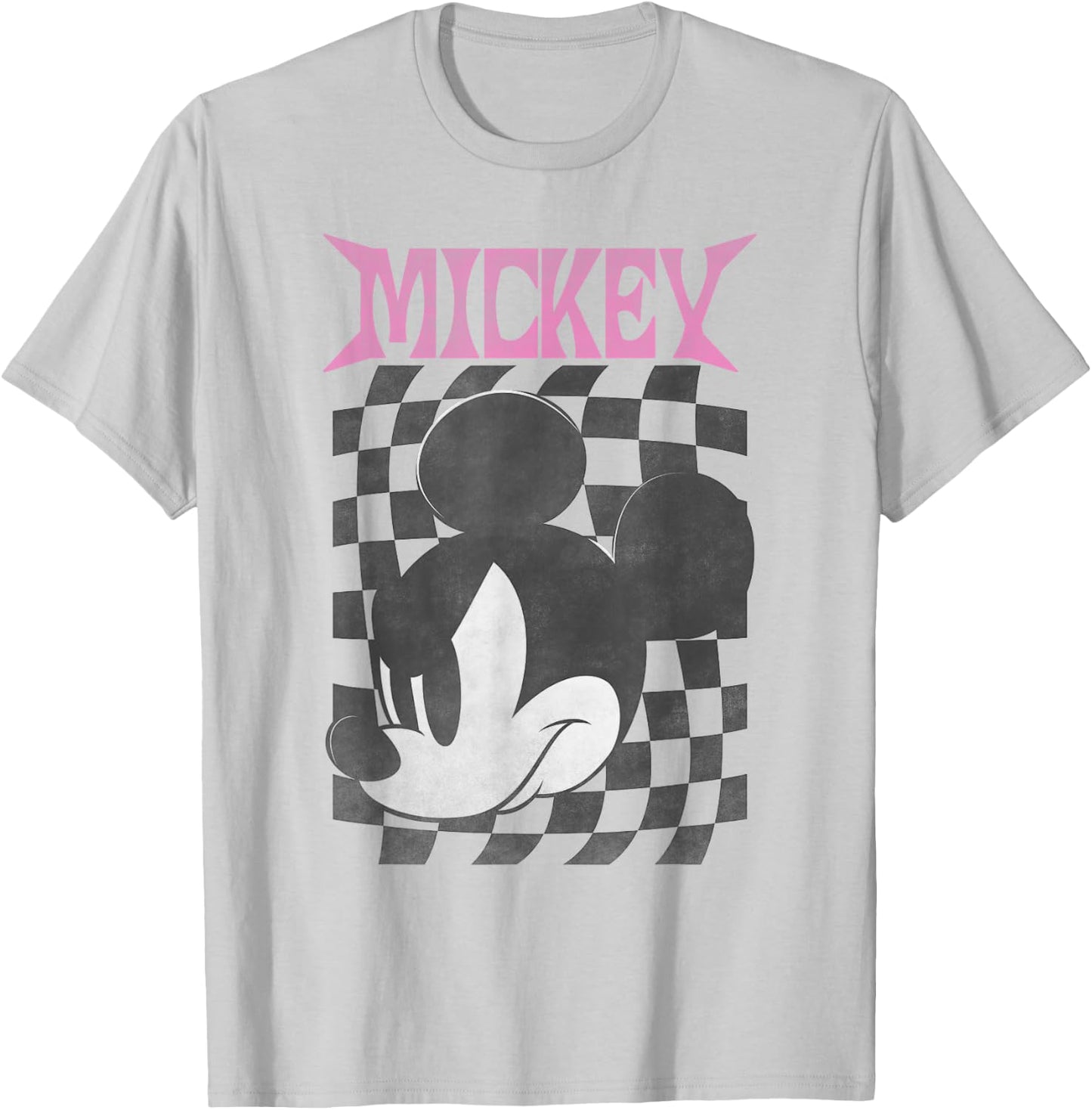 Disney Mickey Classic Mickey Checkered Poster T-Shirt - T-Shirt | Ash