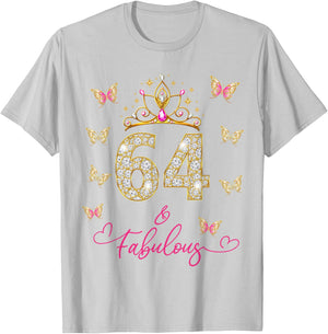64 And Fabulous, 64 Years Old Women, 64th Birthday T-Shirt - T-Shirt | Ash