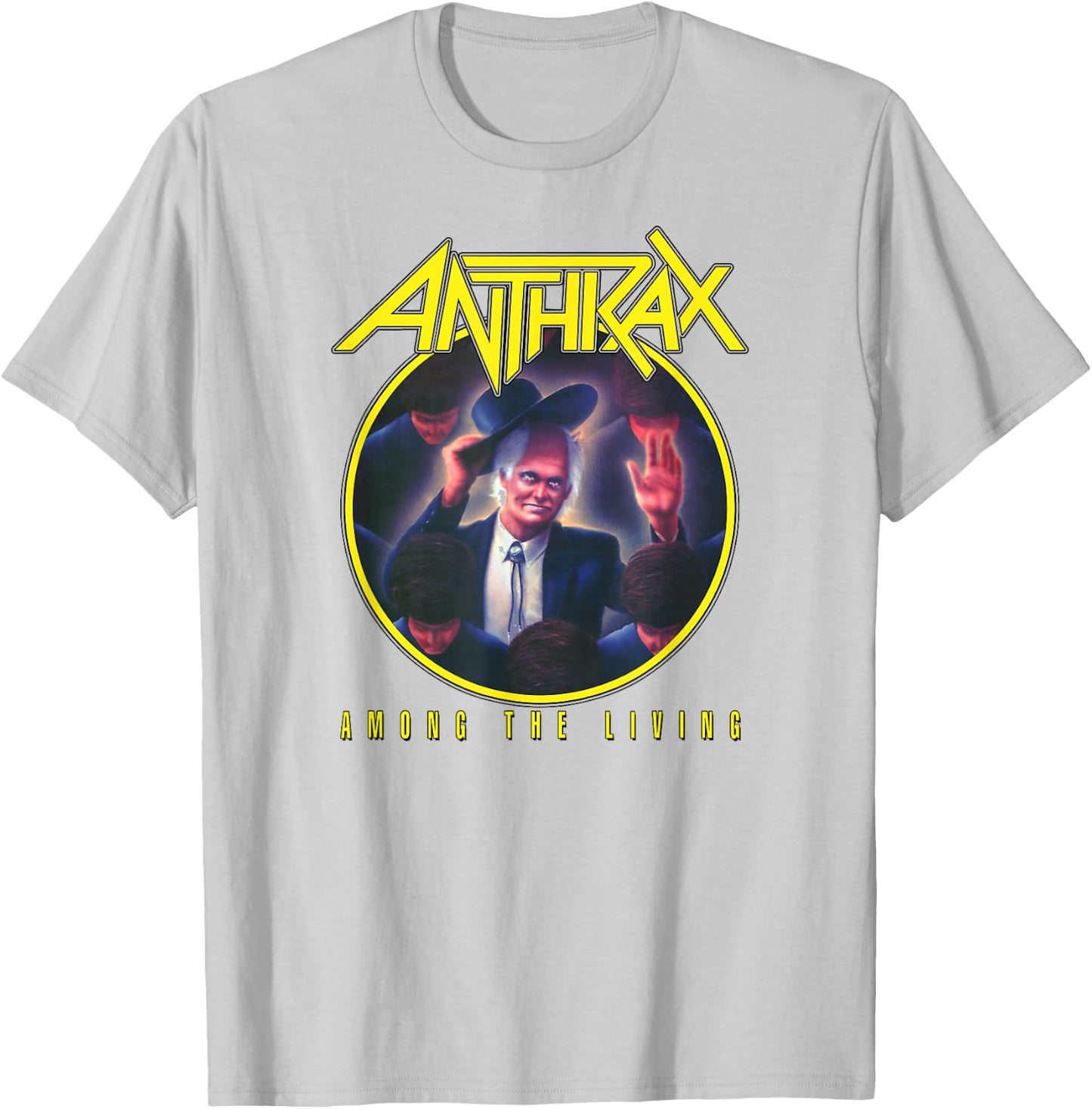 Anthrax – Among The Living Yellow Logo T-Shirt - T-Shirt | Ash