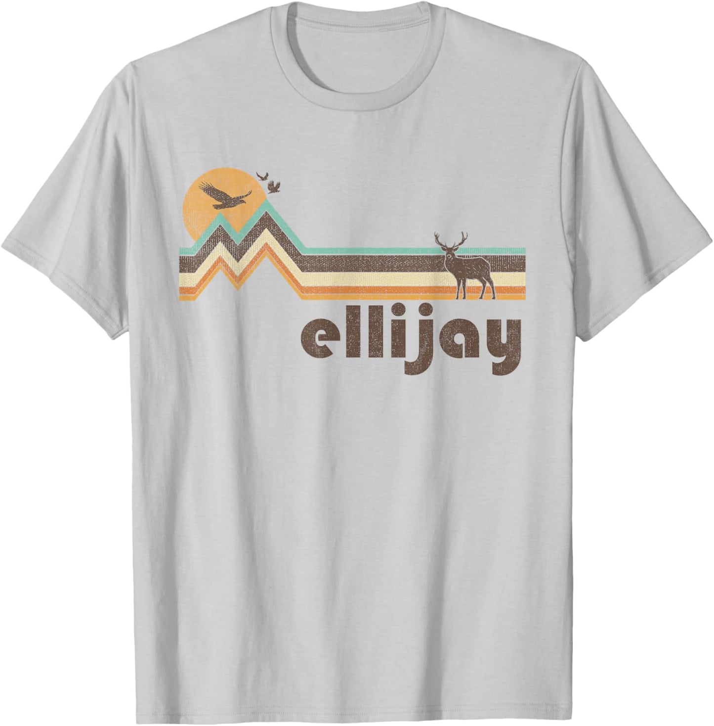 Ellijay Georgia 70s 80s Retro Style Vintage Distressed Gift T-Shirt - T-Shirt | Ash