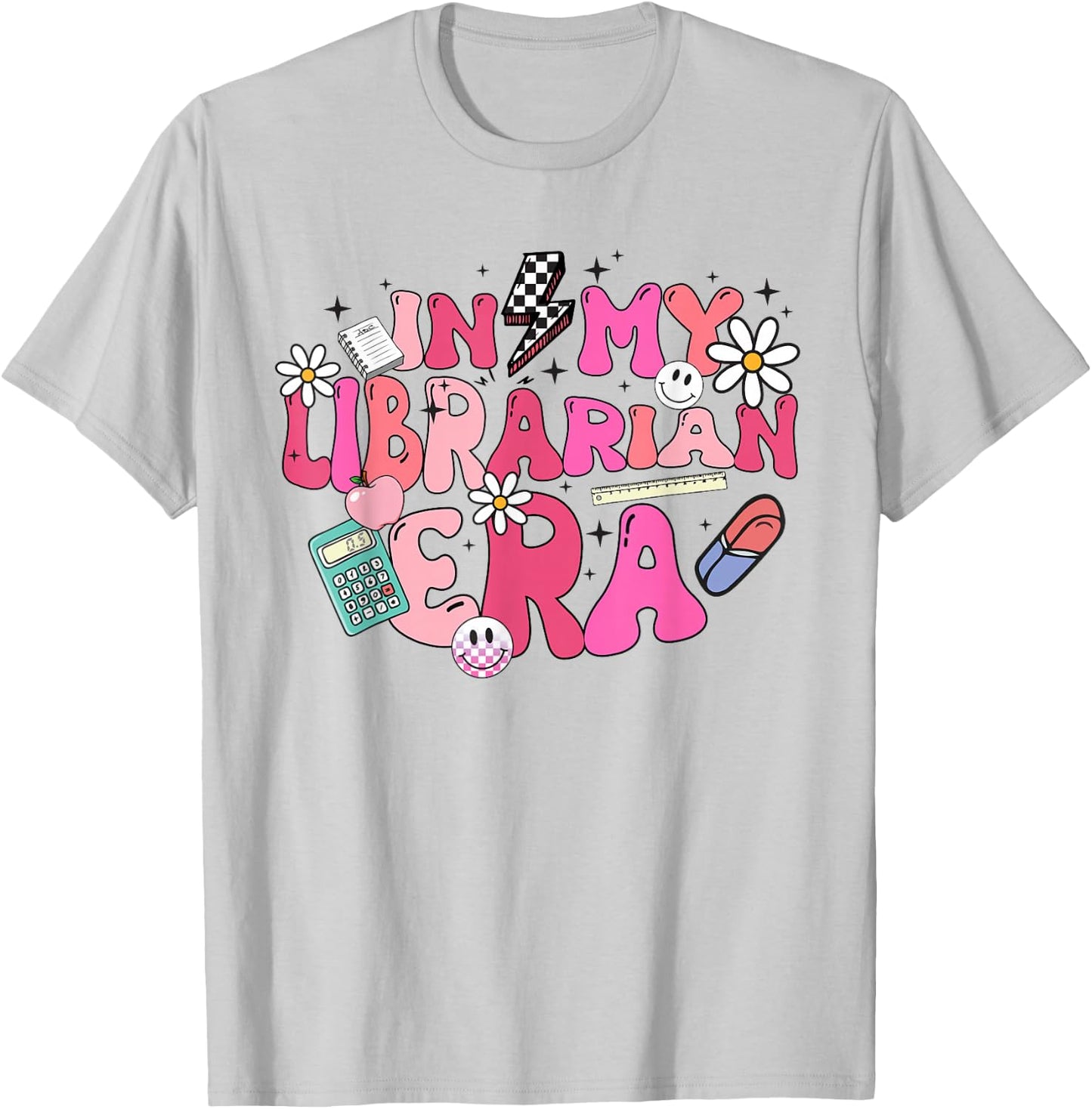 Retro Groovy In My Librarian Era Happy Back To School T-Shirt - T-Shirt | Ash