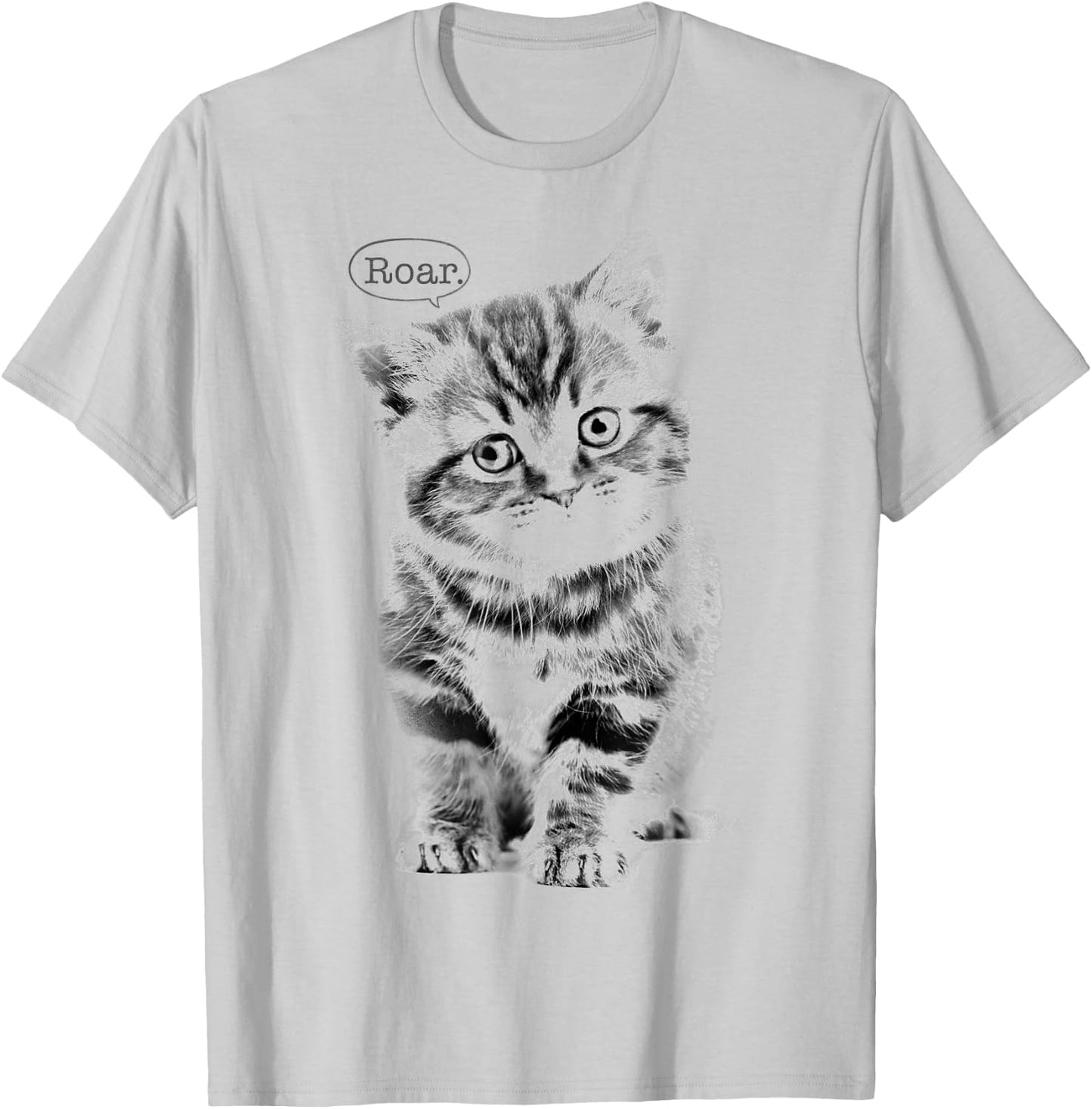 Trendy Roar Kitten Text Bubble Animal Humour T-Shirt - T-Shirt | Ash