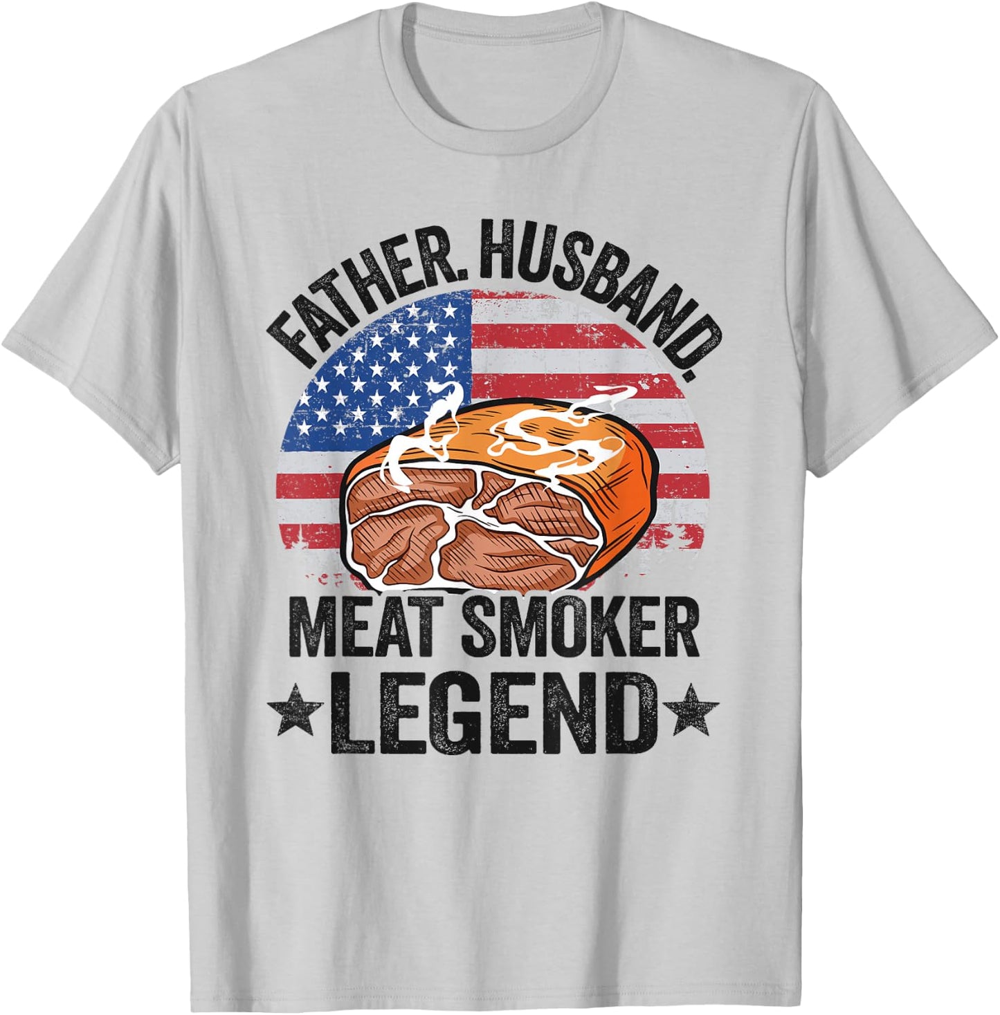 Father Husband Meat Smoker Legend Brisket Dad Meat Smoking T-Shirt - T-Shirt | Ash