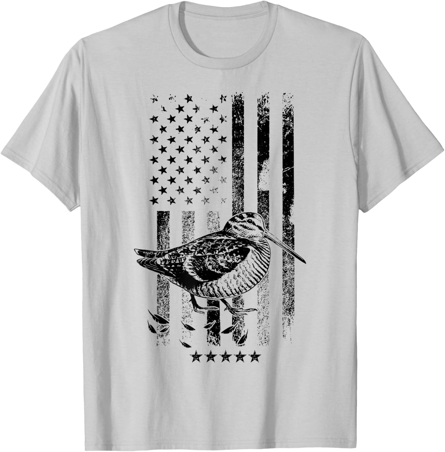 USA American Flag Hunters - Hunting Woodcock Bird T-Shirt - T-Shirt | Ash