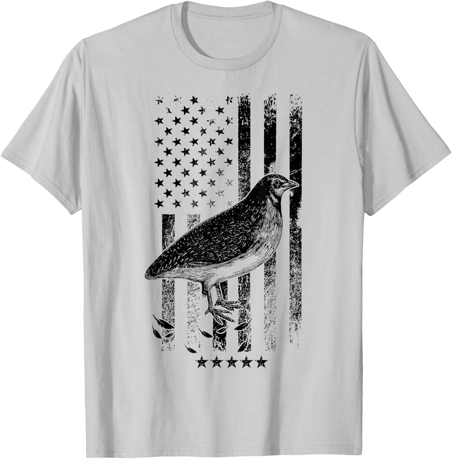 USA American Flag Hunters - Hunting Quail Bird T-Shirt - T-Shirt | Ash