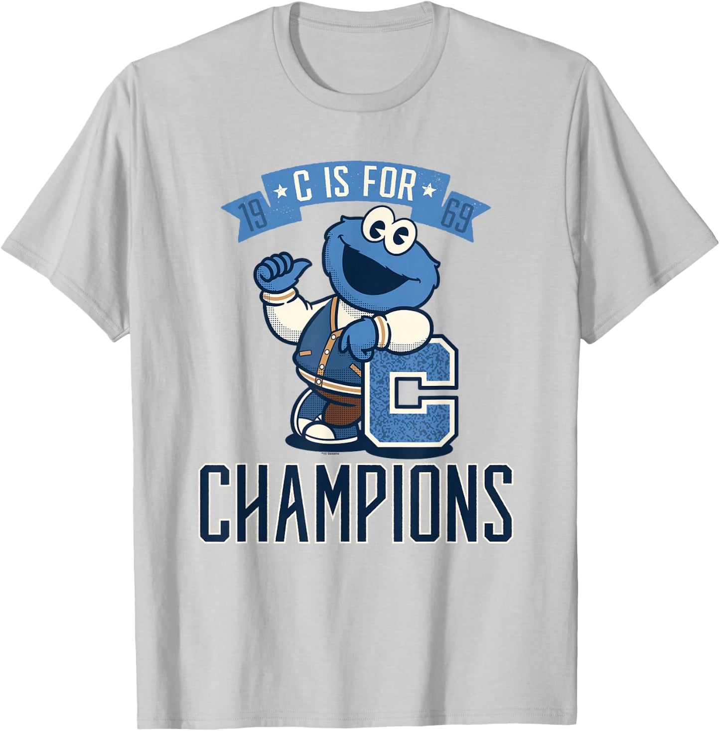 Sesame Street Cookie Monster C Is for Champions T-Shirt - T-Shirt | Ash