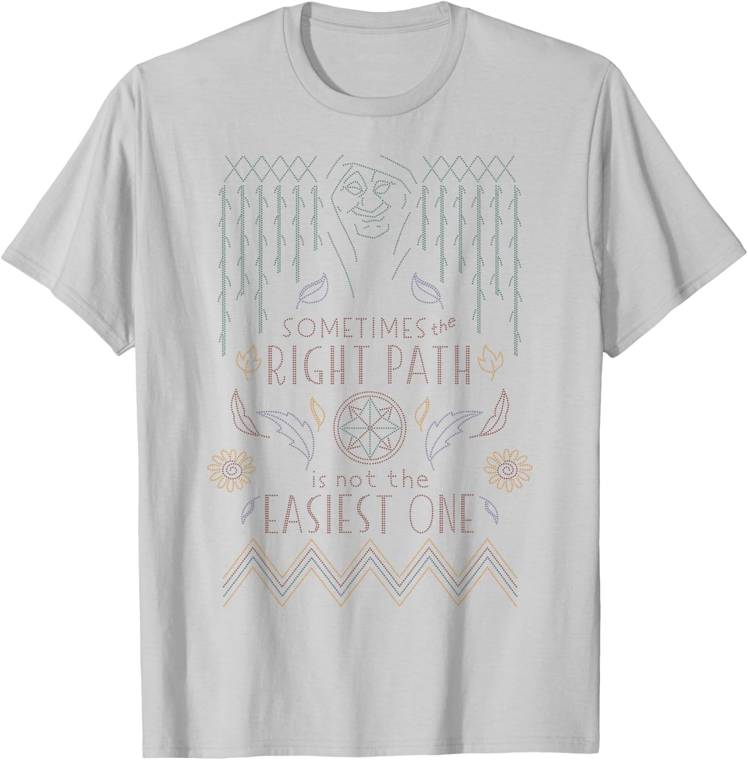 Disney Pocahontas Grandmother Willow Faux Stitch T-Shirt - T-Shirt | Ash