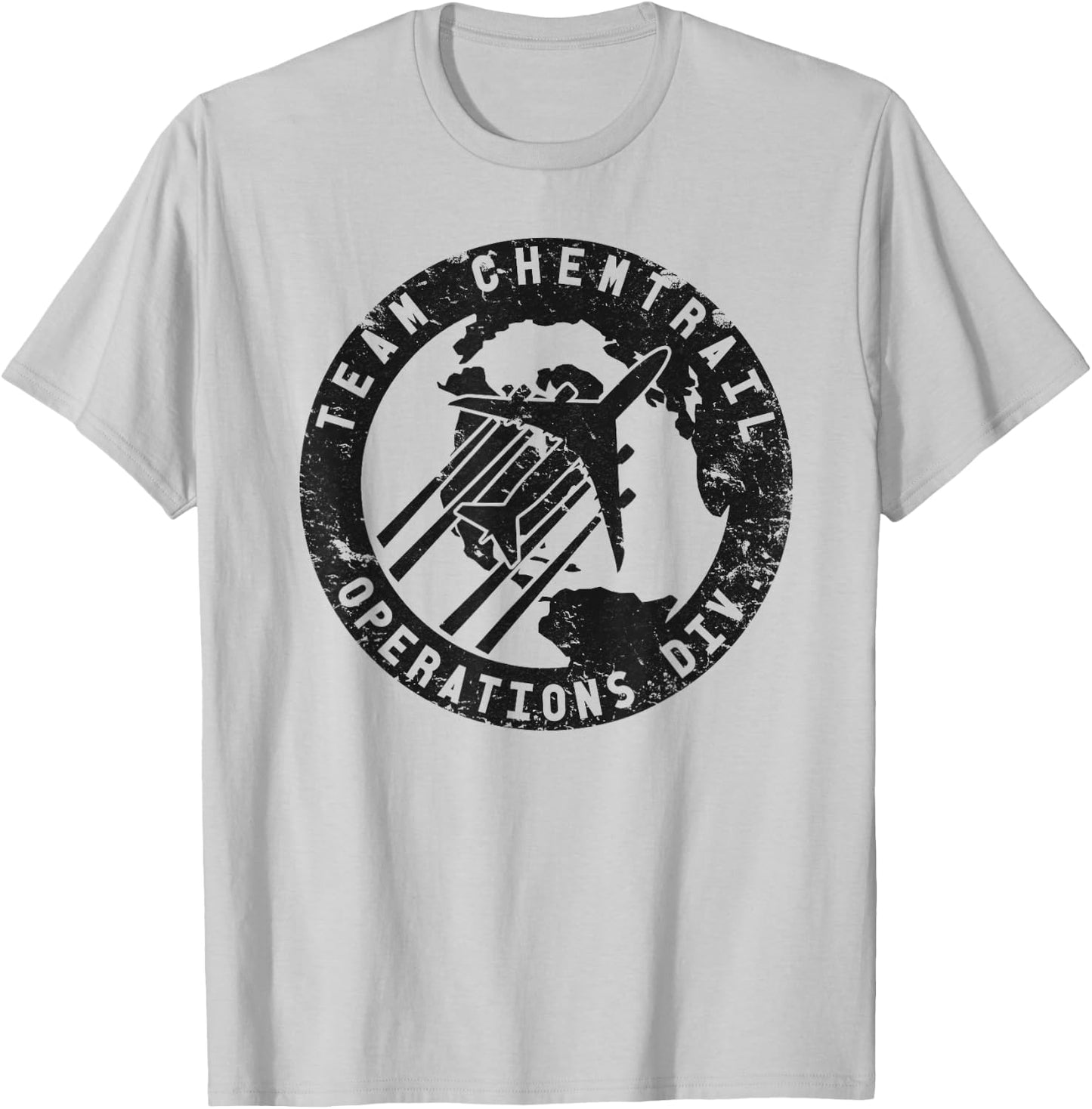 Team Chemtrail Operations Div. Distressed Pilot T-Shirt - T-Shirt | Ash