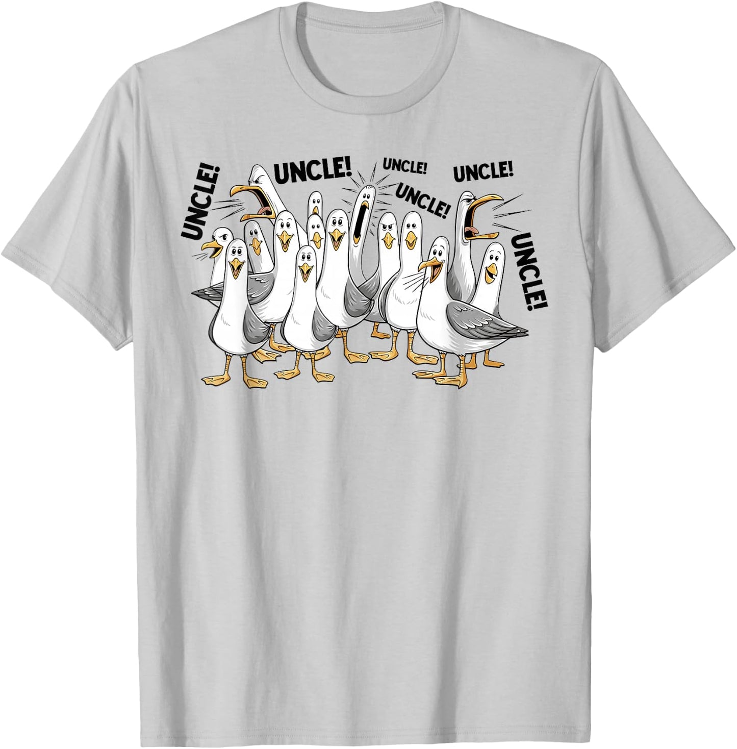 Funny Seagull Uncle Meme Shirt Loud Uncle Calling Ocean Life T-Shirt - T-Shirt | Ash