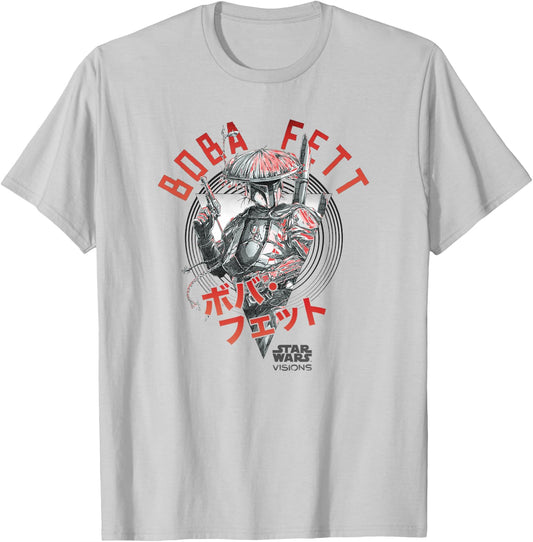 Star Wars Visions Boba Fett Kanji Poster T-Shirt - T-Shirt | Ash