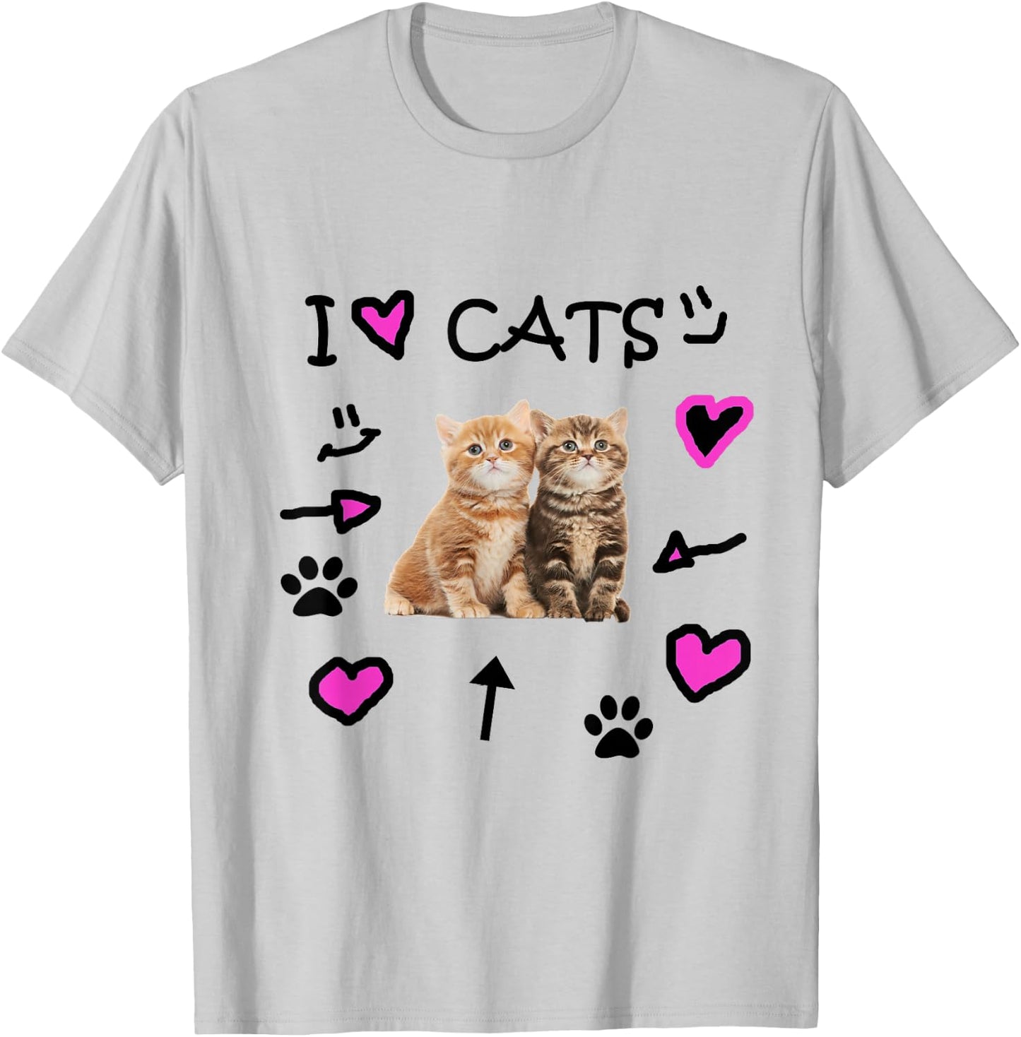 I Love Cats - Cat Lover Shirt T-Shirt - T-Shirt | Ash