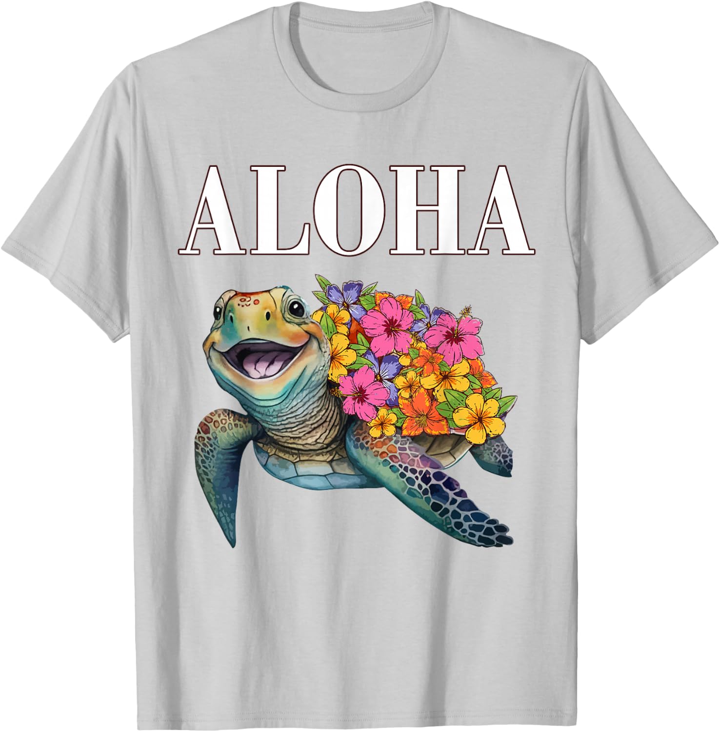 Turtle Hibiscus Hawaiian-Shirt Women Aloha Hawaii Teens Girl T-Shirt - T-Shirt | Ash