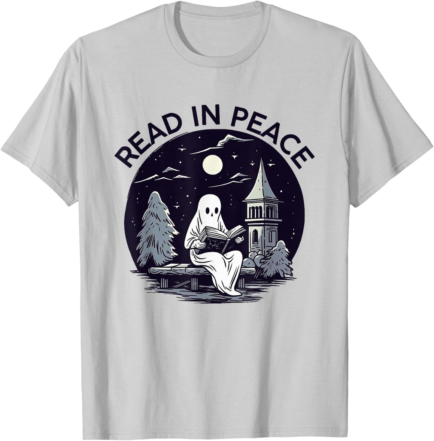 Read In Peace Ghost Halloween Librarian Spooky Season T-Shirt - T-Shirt | Ash