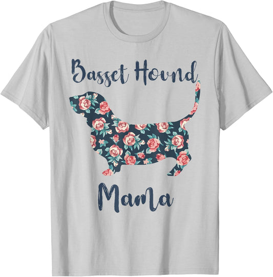 Basset Hound Mama Shirt Funny Basset Hound Mom Gifts Lovers T-Shirt - T-Shirt | Ash