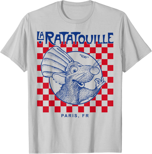 Disney Pixar Ratatouille Remy Paris Checkerboard Vintage T-Shirt - T-Shirt | Ash