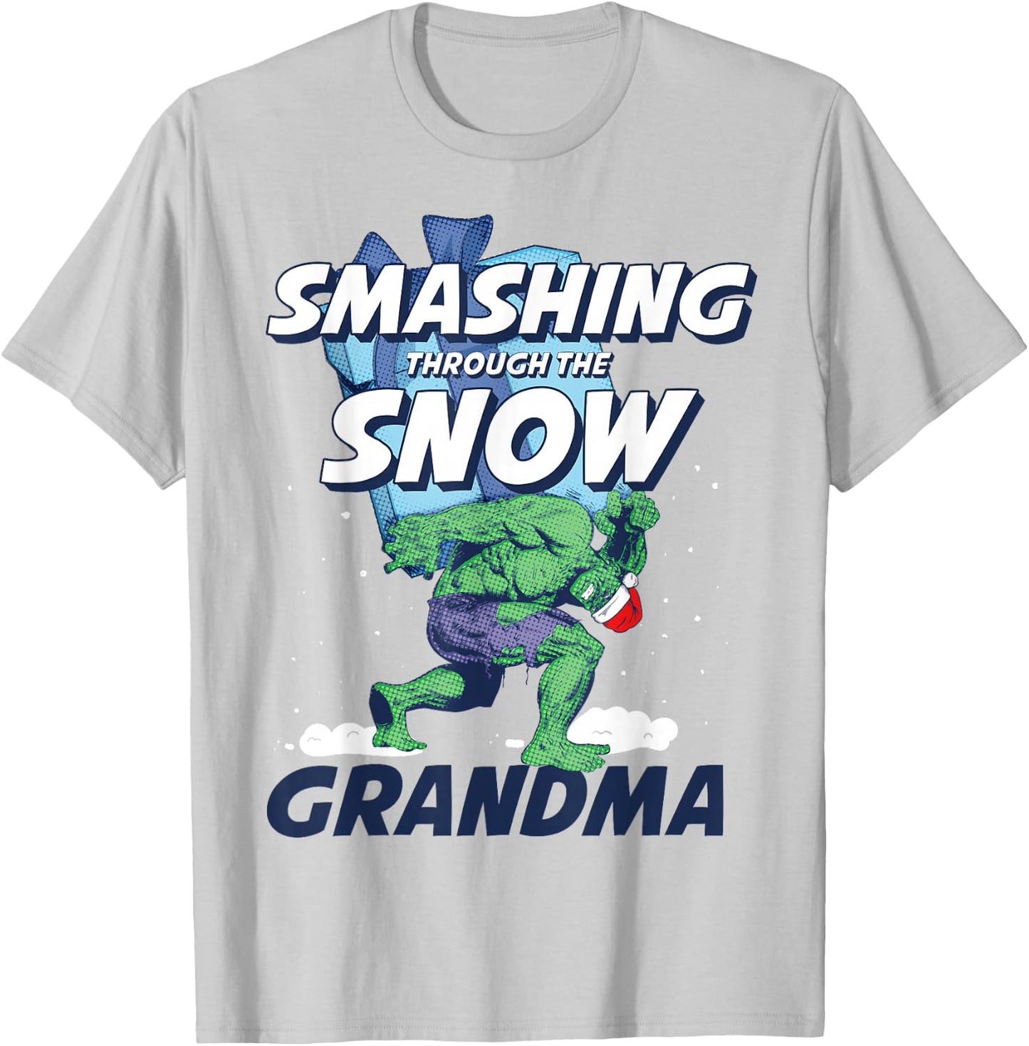 Marvel Hulk Smashing Snow Christmas Grandma T-Shirt - T-Shirt | Ash