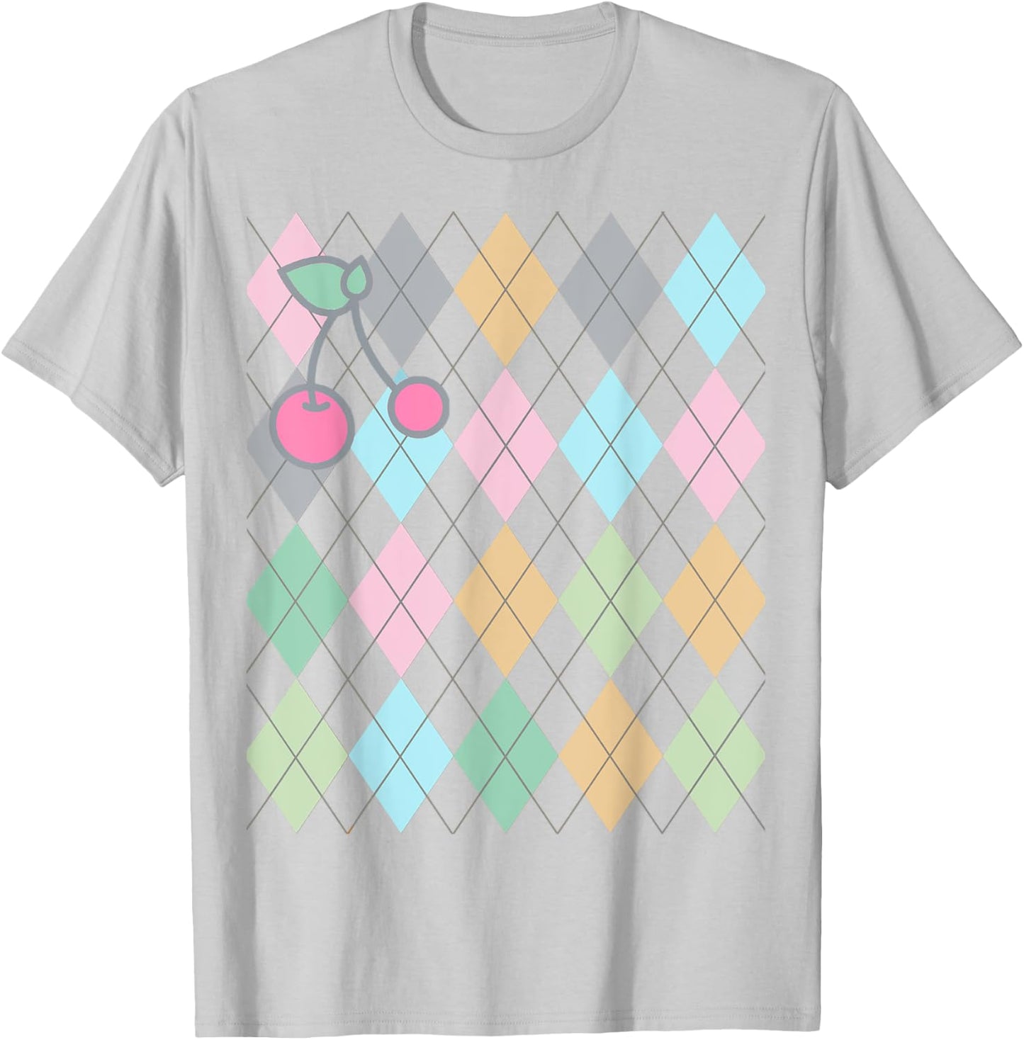 Soft Girl, Preppy Art, Preppy Aesthetic, Argyle, cherries T-Shirt - T-Shirt | Ash