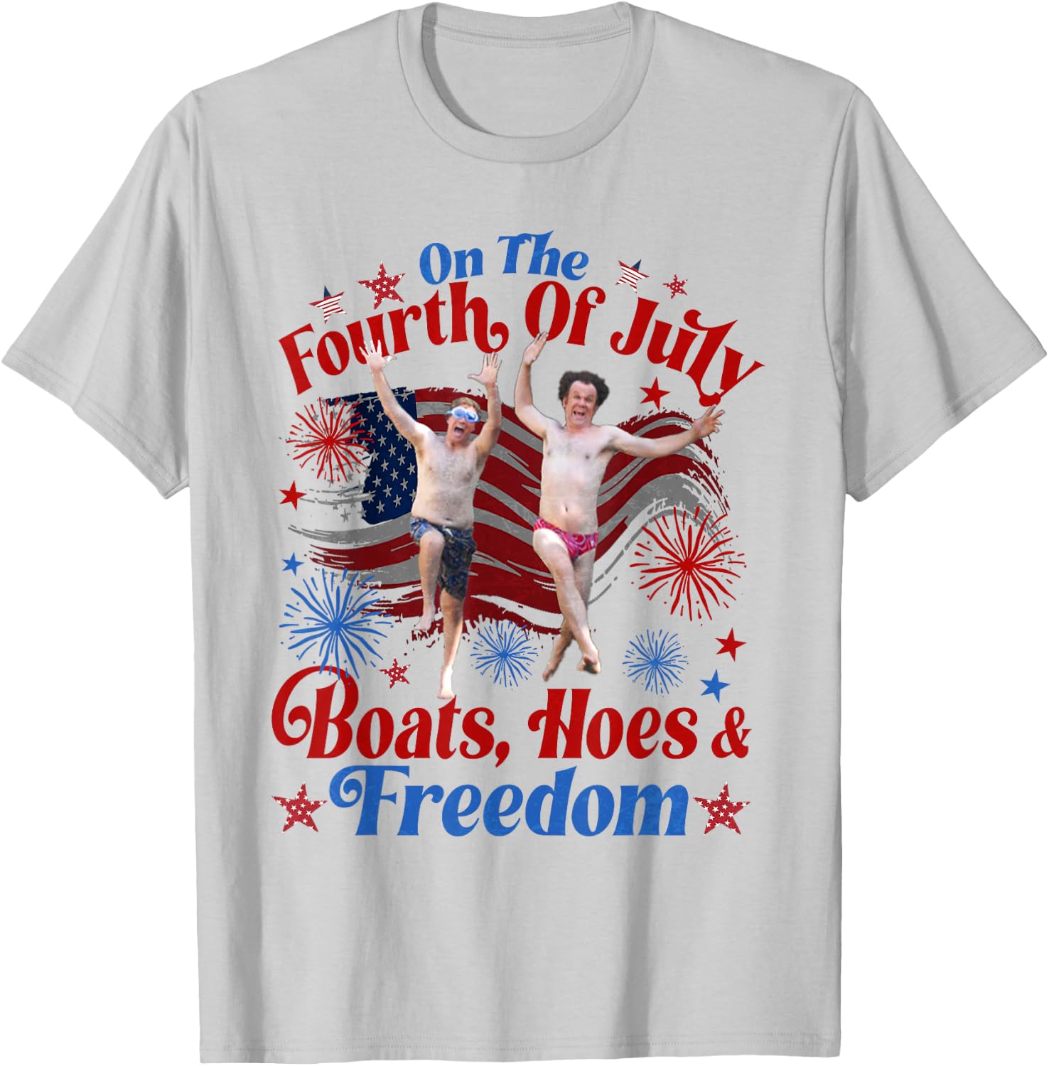 On The Fourth of July Boats, Hoes & Freedom 4th of July T-Shirt - T-Shirt | Ash