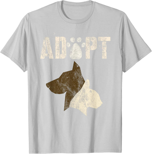 ADOPT Vintage Animal Rescue Shelter Cats Dogs Adoption Dept T-Shirt - T-Shirt | Ash