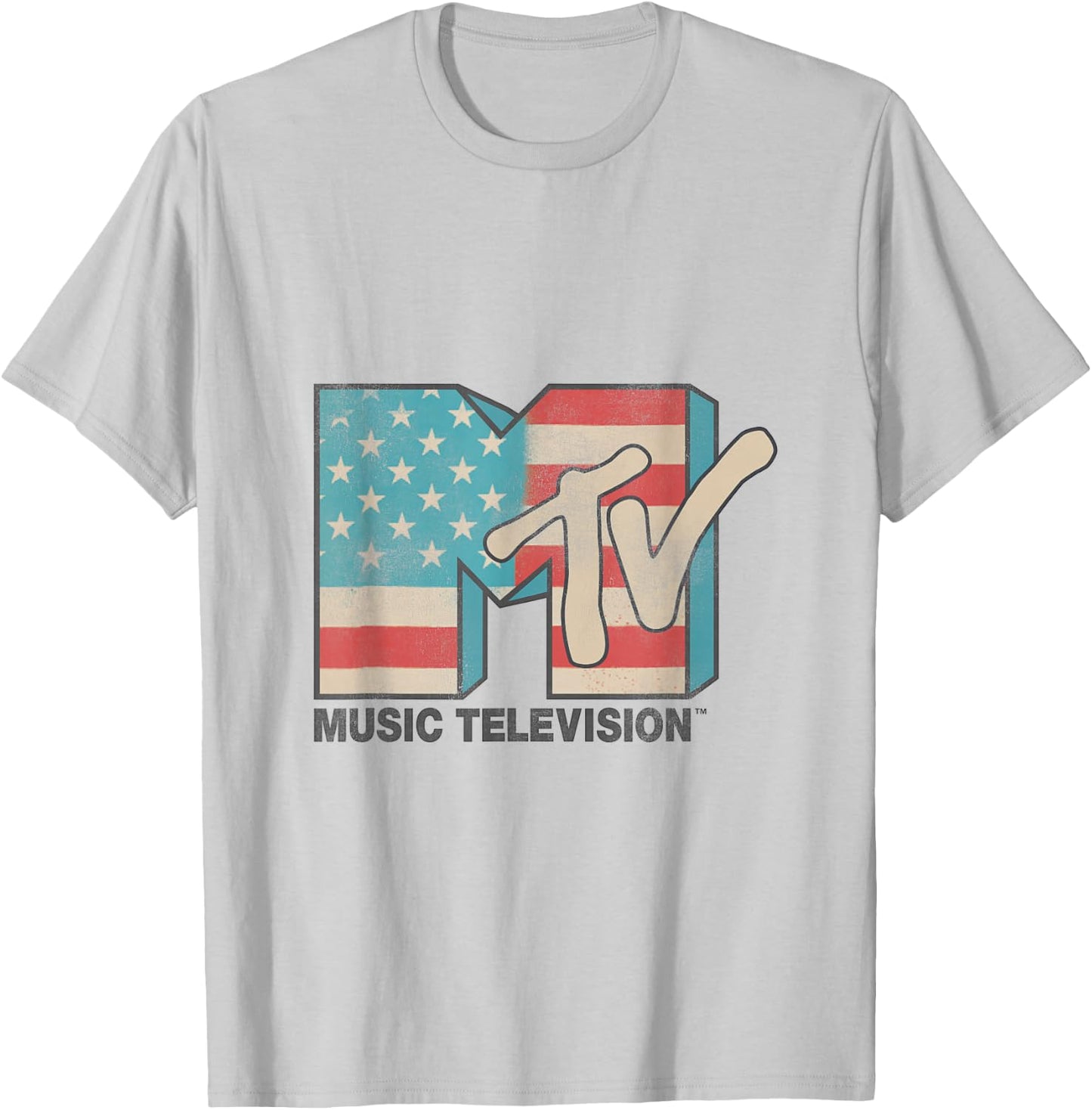 MTV American Flag Logos T- Shirts T-Shirt - T-Shirt | Ash