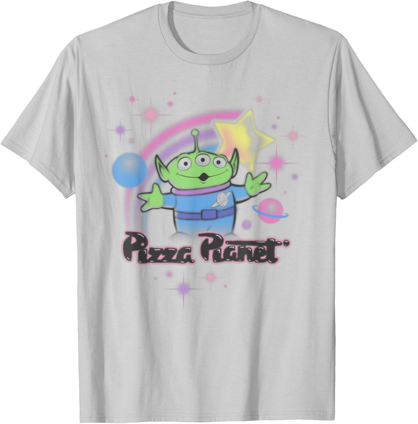 Disney Pixar Toy Story Alien Pizza Planet Airbrush T-Shirt - T-Shirt | Ash