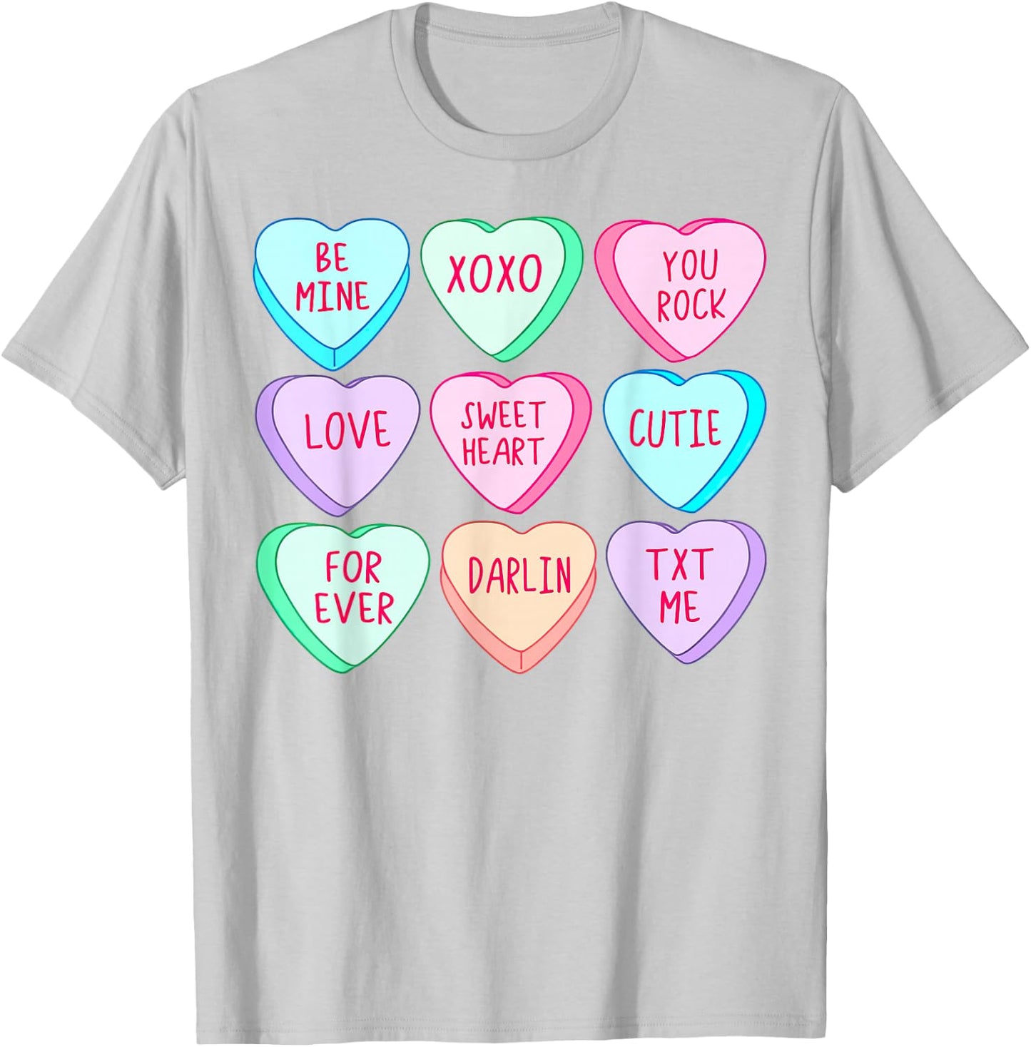 Candy Sweet Hearts Love Valentines Day Girls T-Shirt - T-Shirt | Ash