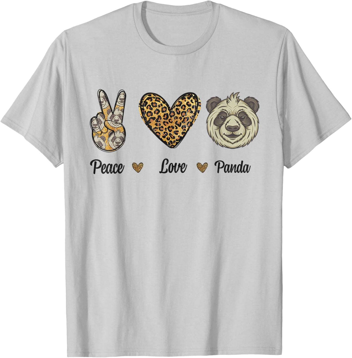 Peace Love Panda Leopard Wild Animals Lovers Men Women Kids T-Shirt - T-Shirt | Ash