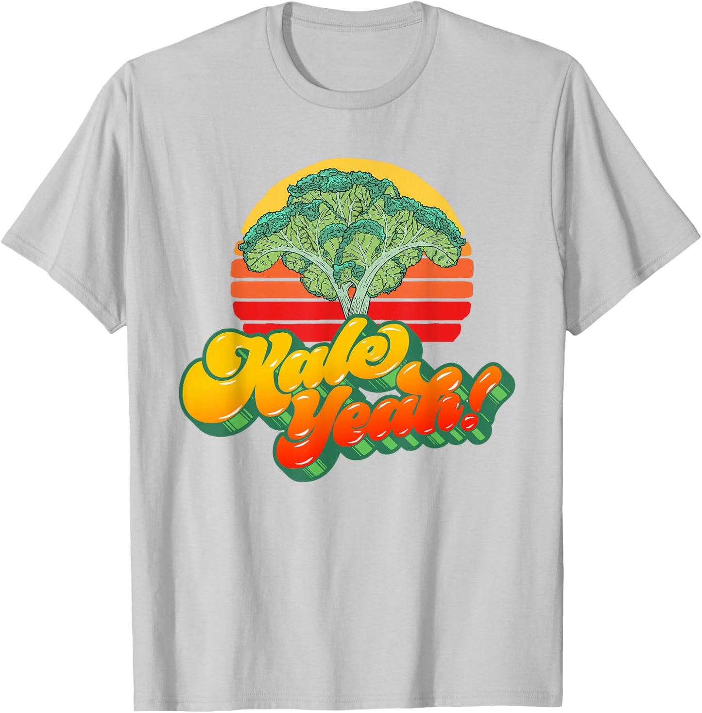 Kale Yeah! Funny Vegetable Vintage Retro 80s Sunset Garden T-Shirt - T-Shirt | Ash