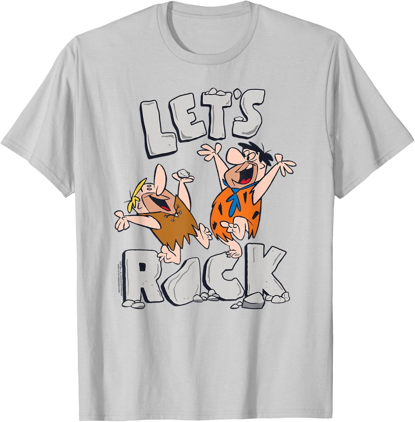 The Flintstones Fred Barney Let's Rock T-Shirt - T-Shirt | Ash