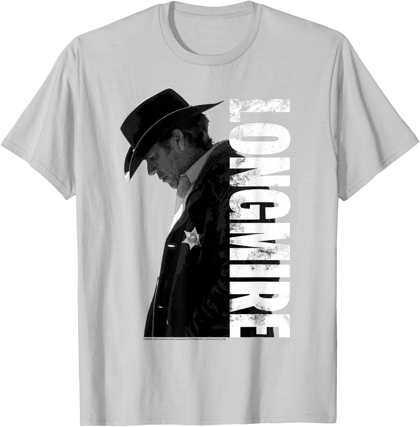 Warner Bros. Longmire Profile - -Adult, Silver, Small, Short Sleeve, , Classic Fit, Cotton, Polyester T-Shirt - T-Shirt | Ash