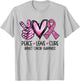 Peace Love Cure Pink Ribbon Cancer Breast Awareness T-Shirt - T-Shirt | Ash