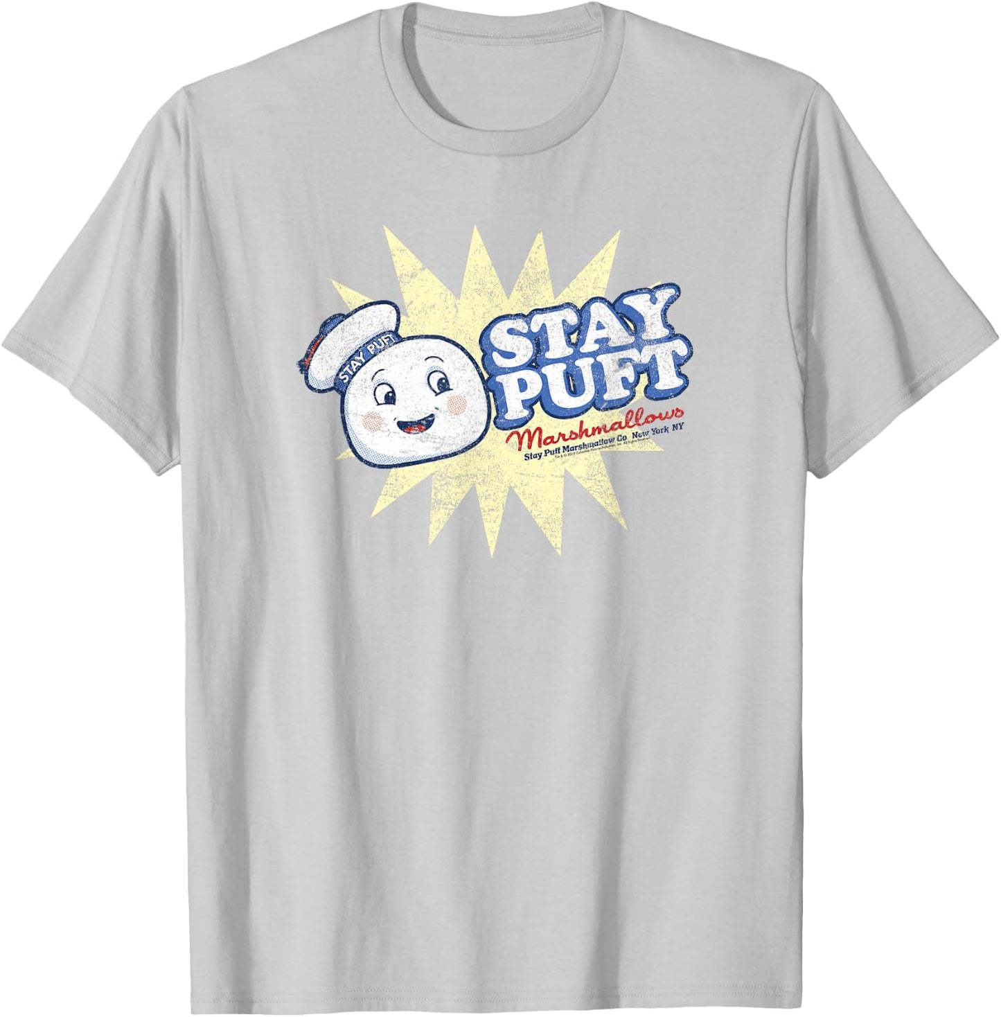 Ghostbusters Vintage Marshmallow Man Poster T-Shirt - T-Shirt | Ash