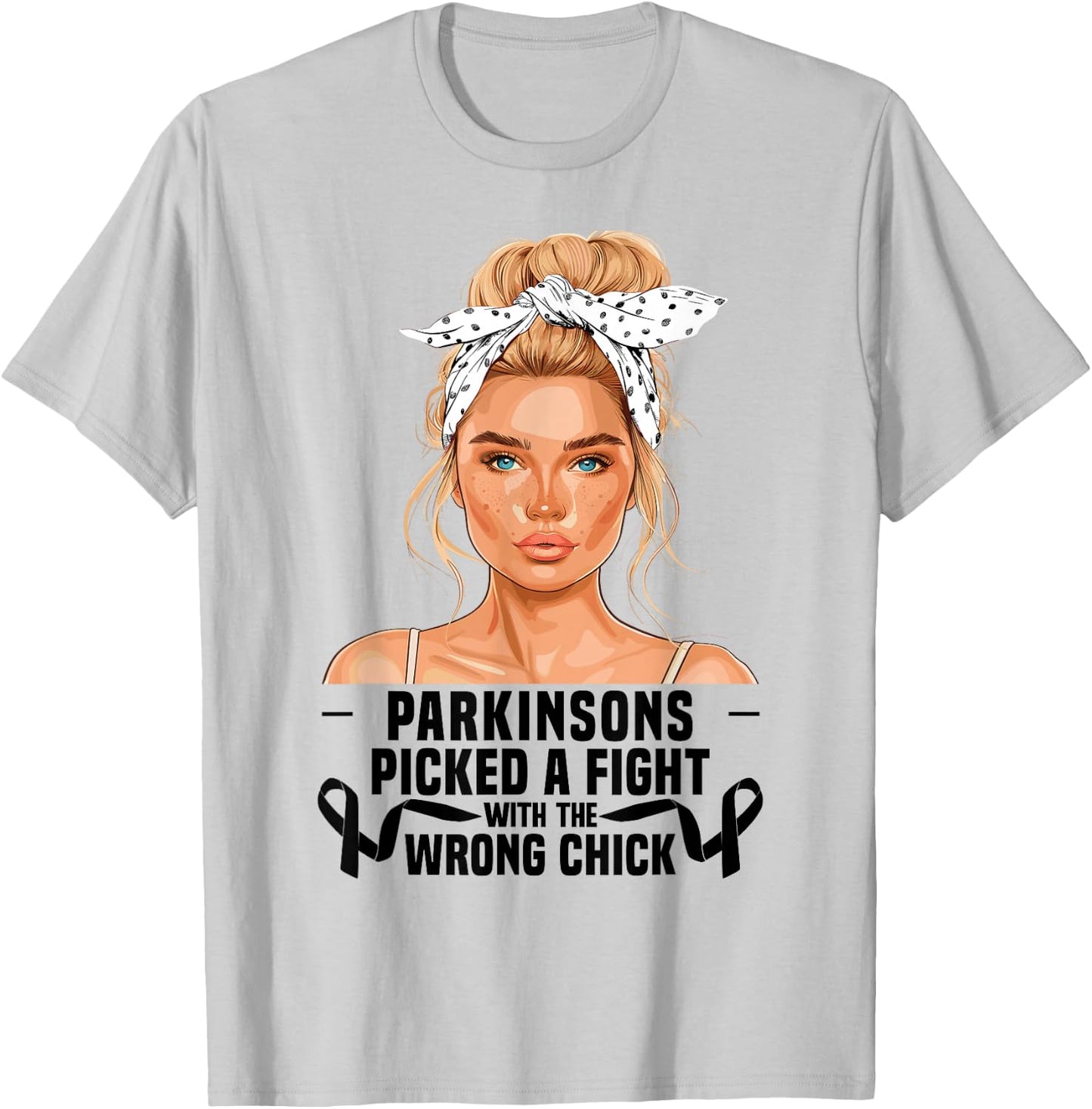 Parkinsons Awareness Month Women Fighter Parkinsons T-Shirt - T-Shirt | Ash