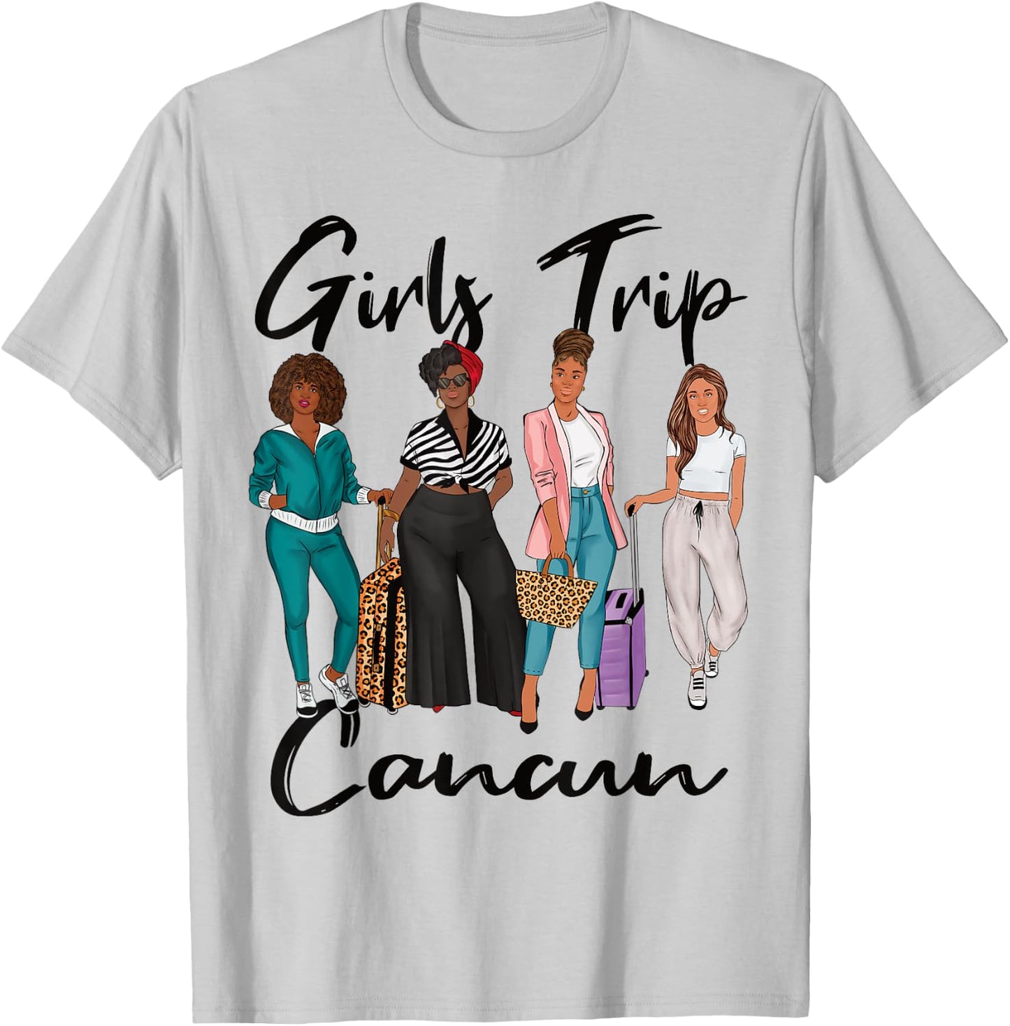 Girls Trip Cancun For Melanin Afro Black Vacation Women T-Shirt - T-Shirt | Ash