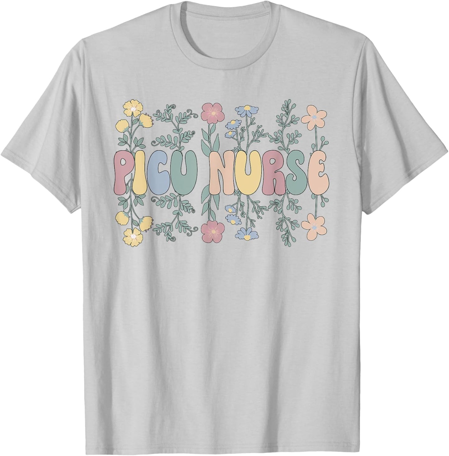 Groovy PICU Nurse Pediatric Intensive Care Unit T-Shirt - T-Shirt | Ash
