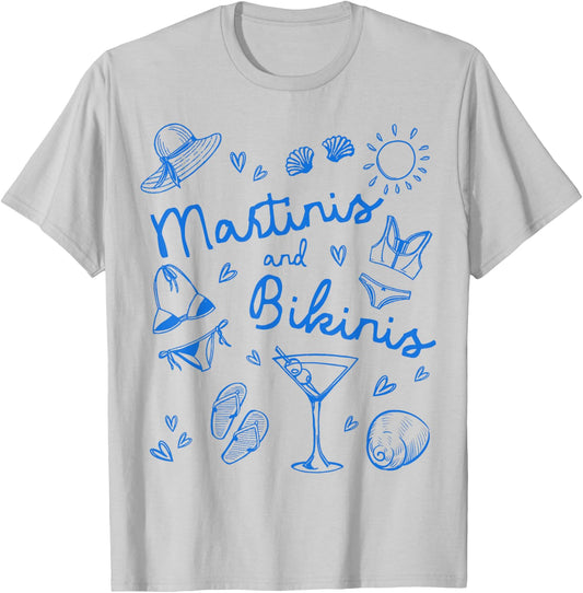 Martinis and Bikinis Beach Bachelorette Team Bride Tini Bach T-Shirt - T-Shirt | Ash