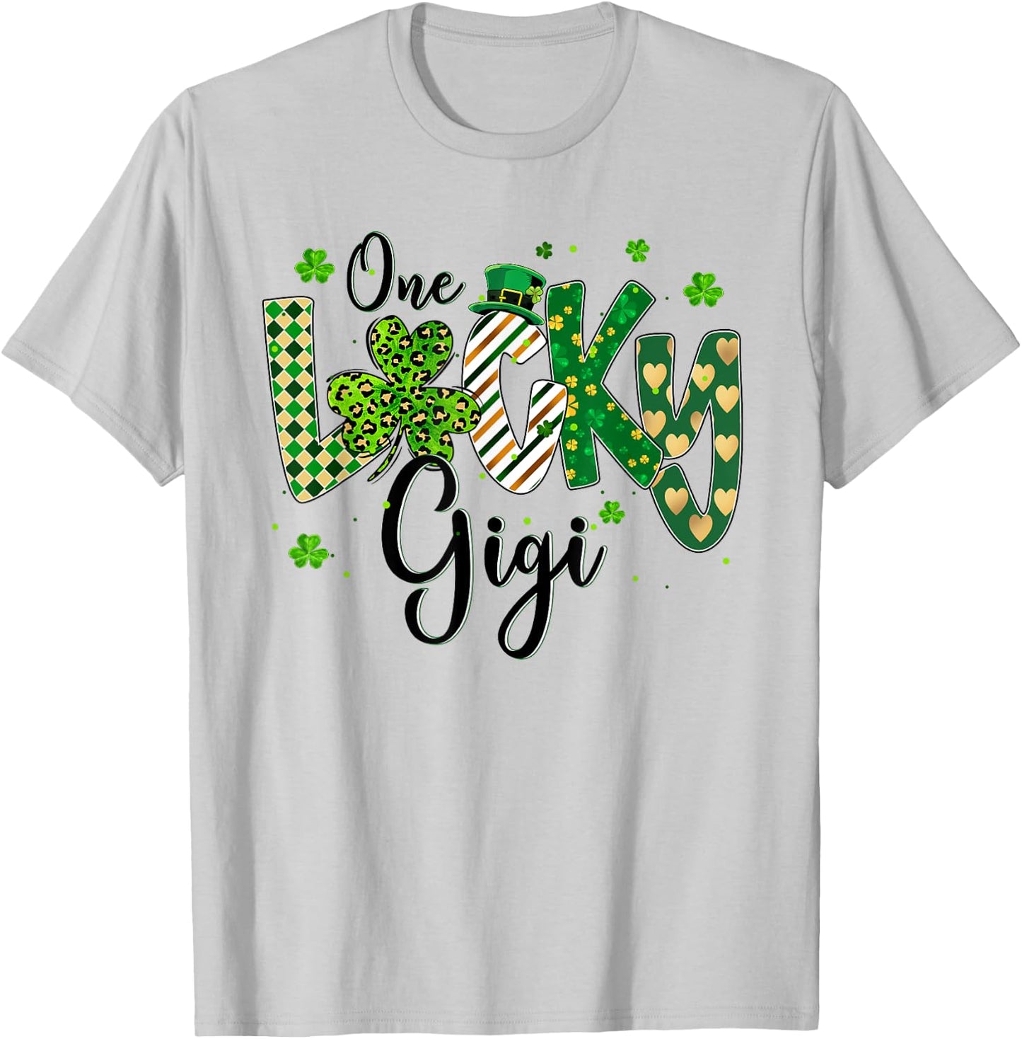 Shamrock One Lucky Gigi St. Patrick's Day Mother Mom T-Shirt - T-Shirt | Ash