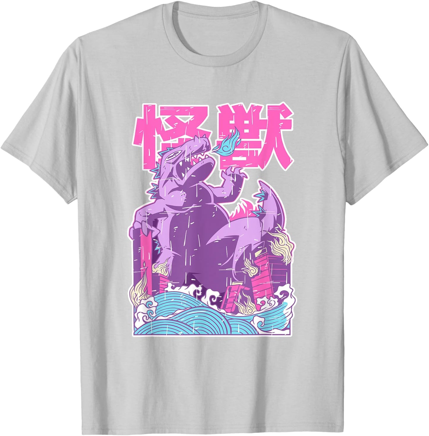 Kaiju Vintage Anime Japanese Monster City Attack Cute Pastel T-Shirt - T-Shirt | Ash