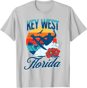 Key West Florida Beach Surf Summer Vacation Vintage T-Shirt - T-Shirt | Ash