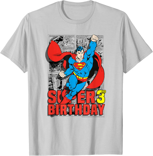 DC Comics Superman Super 3rd Birthday Comic T-Shirt - T-Shirt | Ash