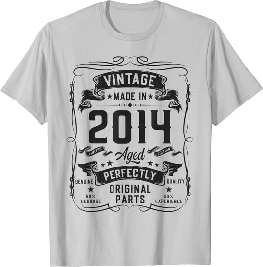 Vintage 2014 12yr 12th Birthday Gifts Boys Girls 12 Year Old T-Shirt - T-Shirt | Ash
