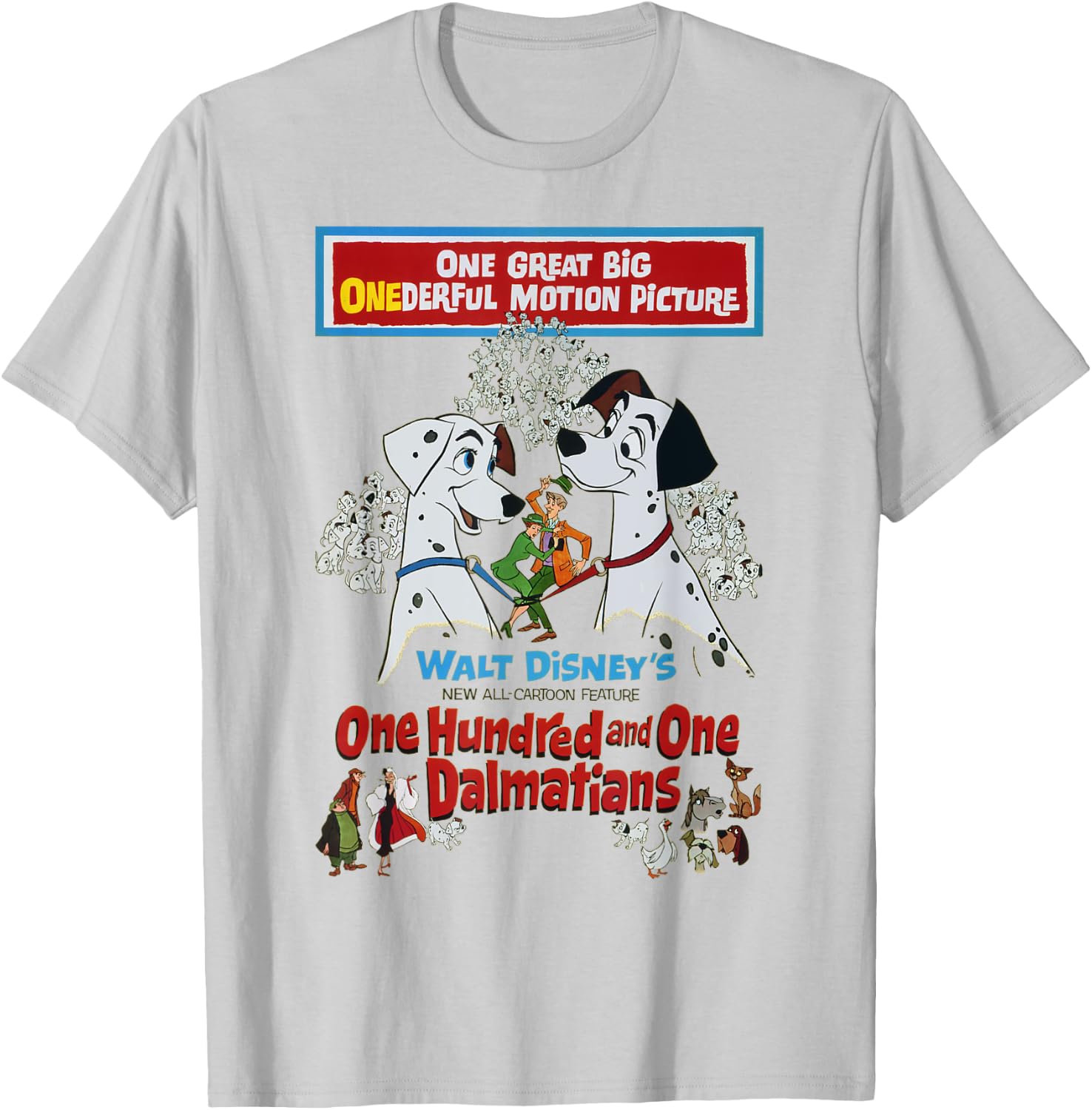 Disney 101 Dalmatians Classic Poster T-Shirt - T-Shirt | Ash