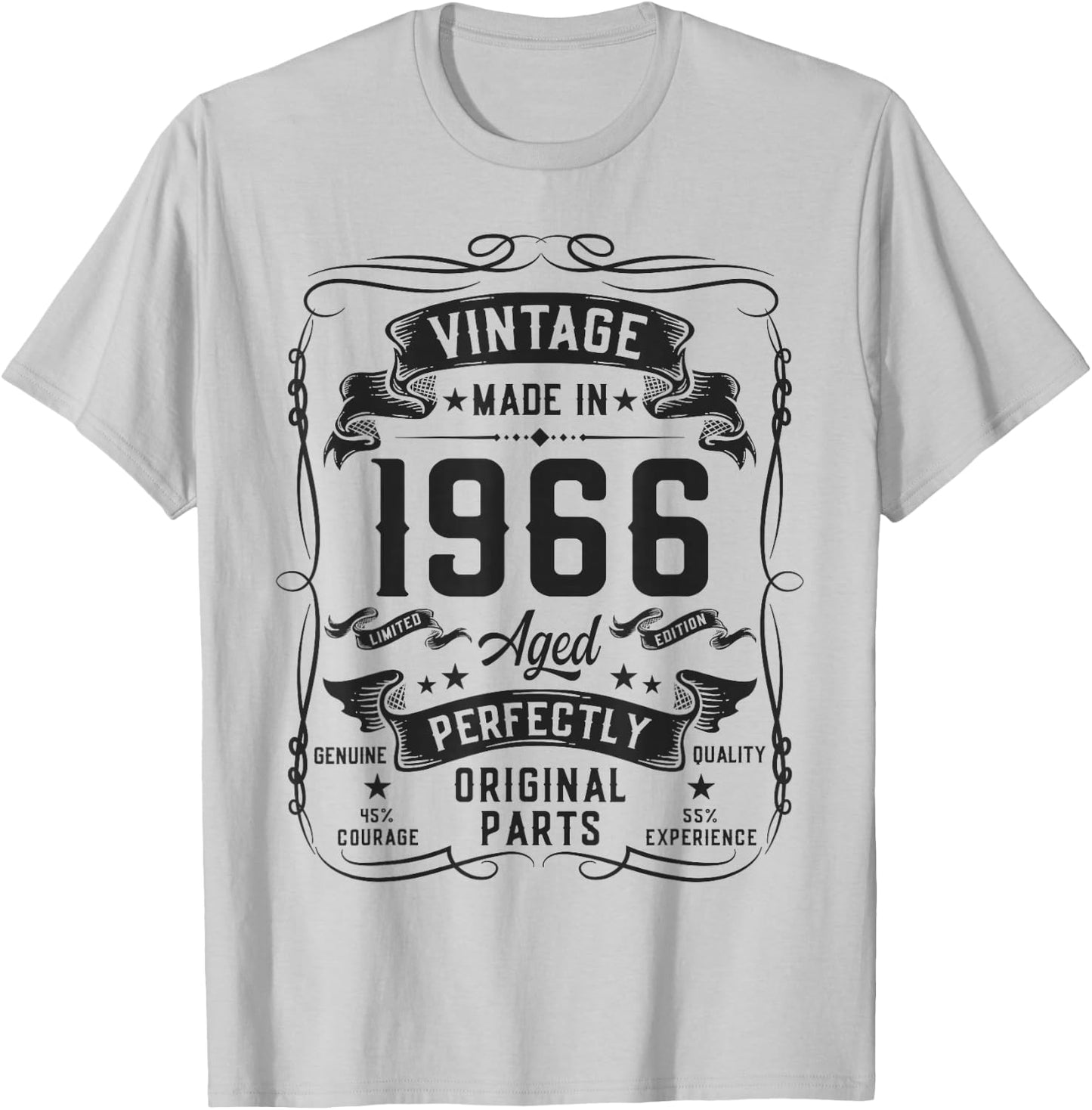 Vintage 1966 60yr 60th Birthday Gifts 60 Years Old T-Shirt - T-Shirt | Ash