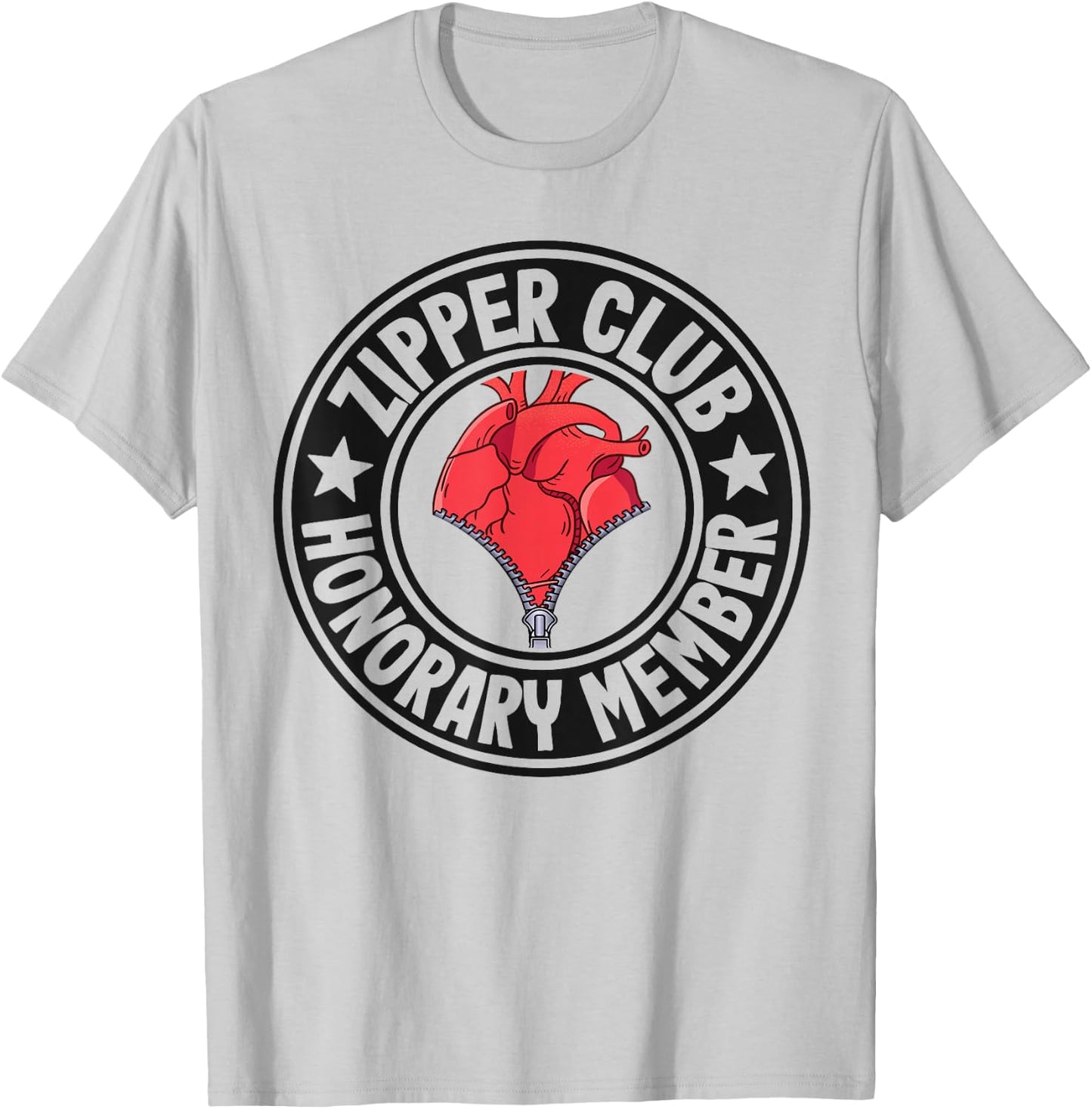 Zipper Club Honorary Member Bypass Open Heart Surgery T-Shirt - T-Shirt | Ash