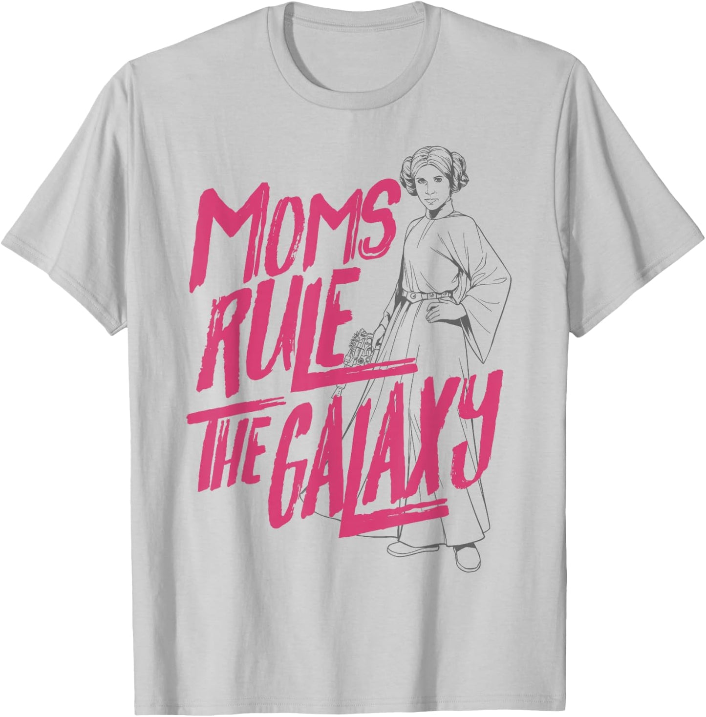 Star Wars Mother's Day Leia Line Art Moms Rule The Galaxy T-Shirt - T-Shirt | Ash