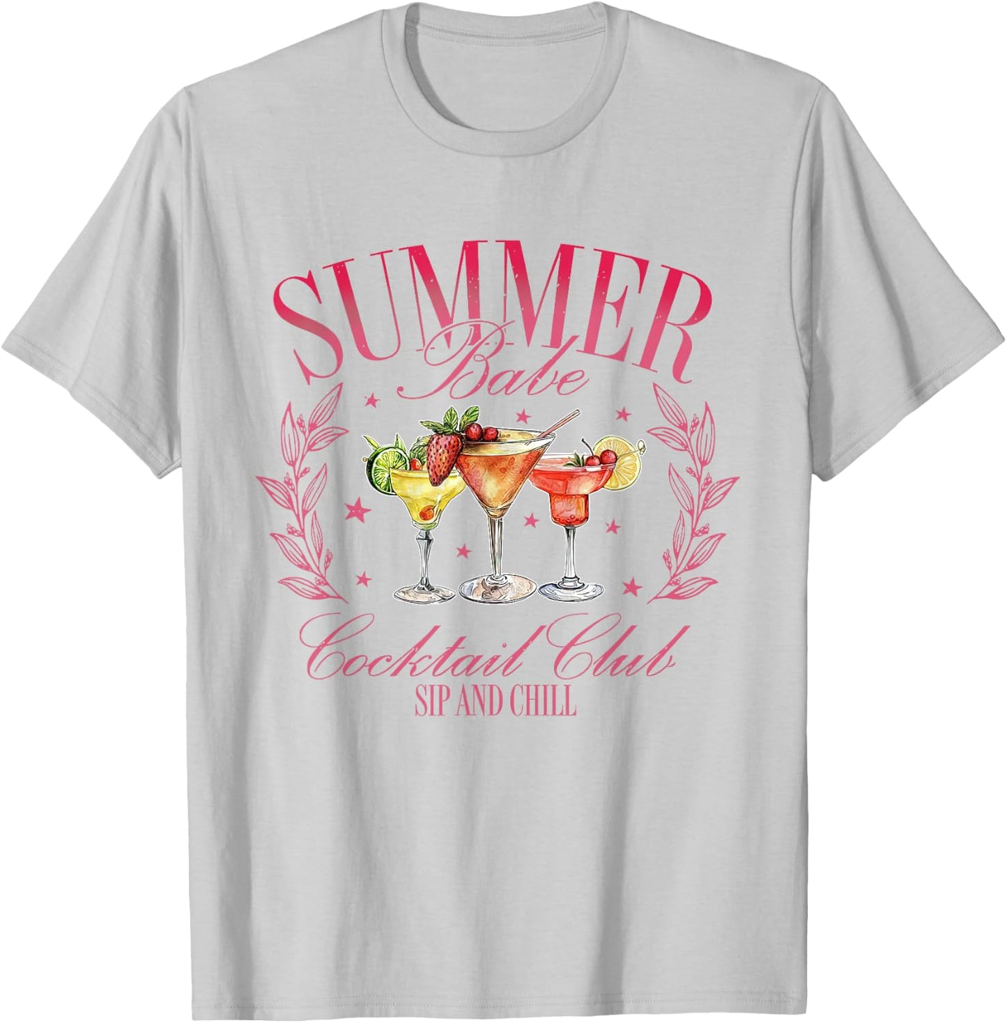 Vintage Retro Summer Babe Cocktail Club Drinking Lovers T-Shirt - T-Shirt | Ash