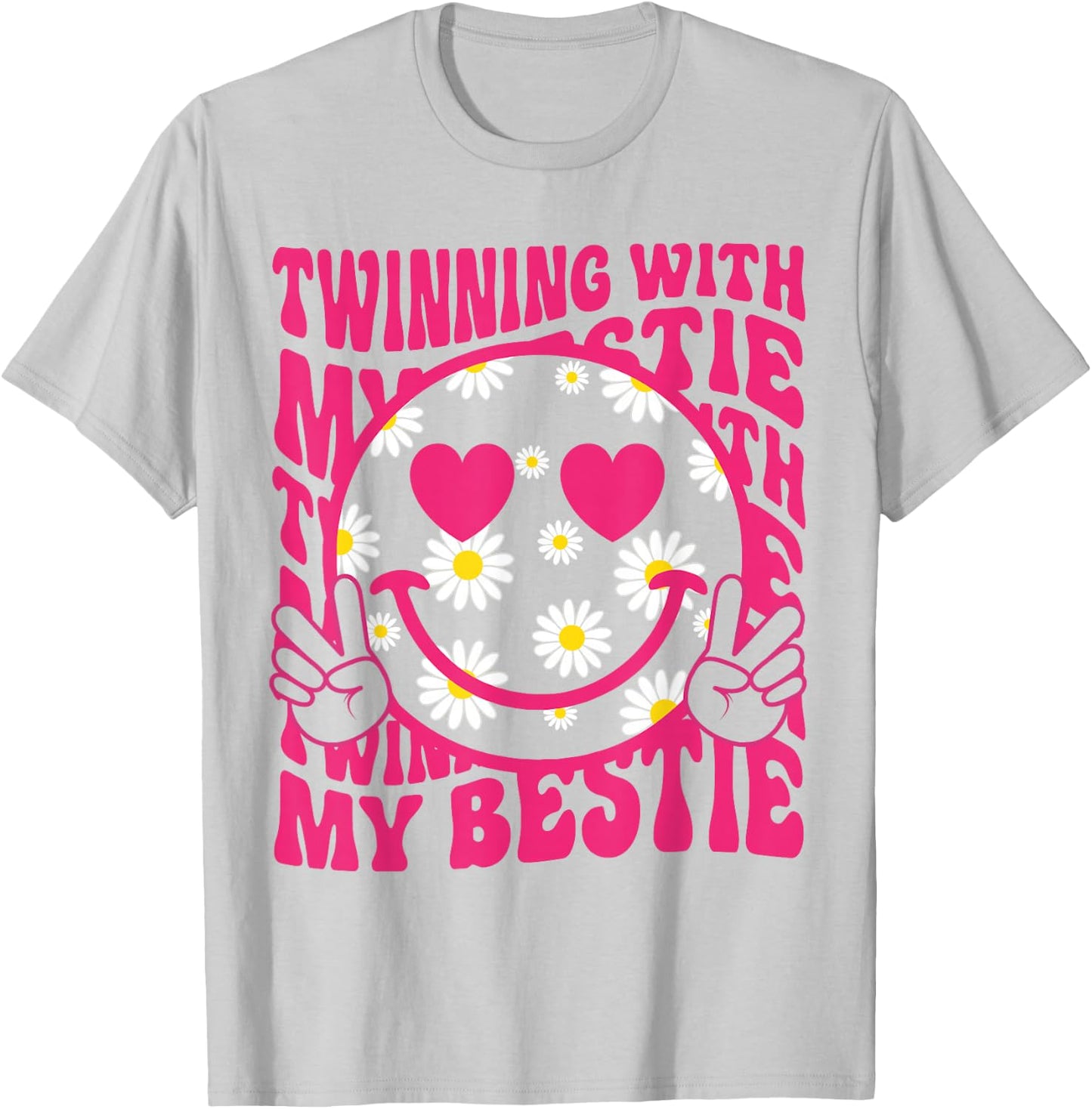 Twinning With My Bestie Spirit Week Twin Day Best Friend 70s T-Shirt - T-Shirt | Ash