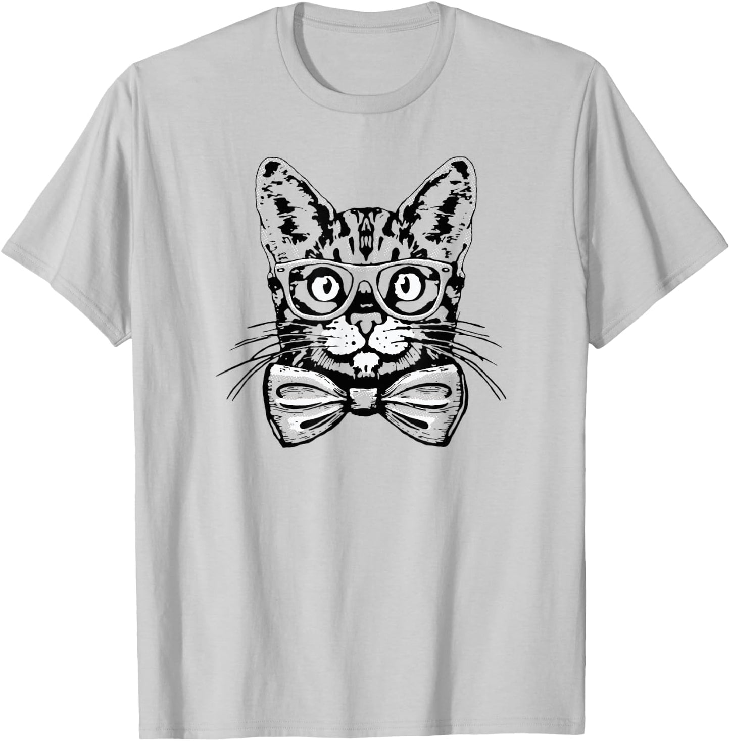 Hipster Cat Bowtie Glasses Pop Art Funny Cute Cat Lover Women Kids T-Shirt - T-Shirt | Ash