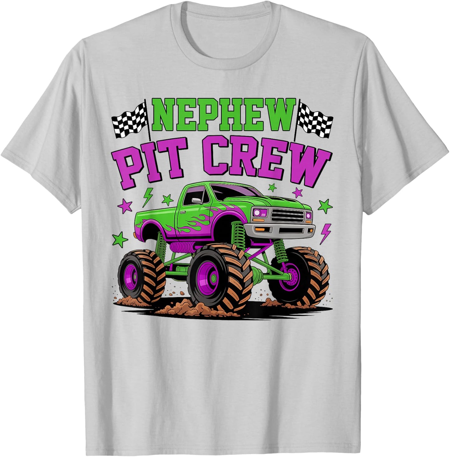 Nephew Pit Crew Monster Truck Birthday Matching Family T-Shirt - T-Shirt | Ash